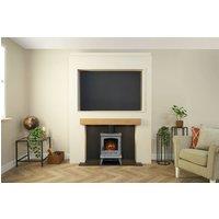 Acantha Fires & Fireplaces Pre-Built Stove Media Wall 2 with TV Recess & Aviemore Electric Stove in Natural