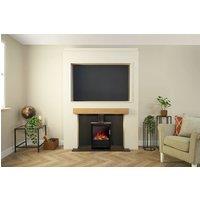 Acantha Fires & Fireplaces Pre-Built Stove Media Wall 2 with TV Recess & Keston Electric Stove in Natural