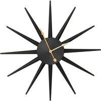 Melody Maison Black Metal Starburst Detail Wall Clock - 60cm X 60cm | Size: 60 cm X 60 cm