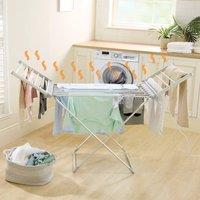 Coopers of Stortford Heated Winged Clothes Airer with 18 Aluminium Bars - 12m Drying Space in Grey