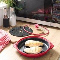 Basilico Microwave Multi-Cooker with Steamer Pad, Non-Stick Base & Glass Lid