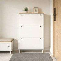 Hygrad Built to Survive Wooden Shoe Cabinet 3 Drawer Storage Cupboard Stand Organizer in White