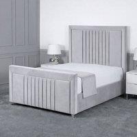 Living Comfort Bedz Celeste Plush Velvet Upholstered Bed Slatted Base - 48Inch Headboard in Silver | Size: Small Double