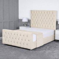 Living Comfort Bedz Vertex Upholstered Gas Lift Storage Bed with 48 Inch Headboard in Cream | Size: Small Double