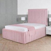 Living Comfort Bedz Saint Germain Plush Upholstered Bed Slatted Base - 48Inch Headboard in Pink | Size: Super King