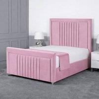 Living Comfort Bedz Celeste Upholstered Gas Lift Storage Bed with 48 Inch Headboard in Pink | Size: Small Double