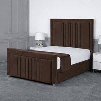 Living Comfort Bedz Celeste Upholstered Gas Lift Storage Bed with 48 Inch Headboard in Brown | Size: Double