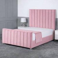 Living Comfort Bedz Empress Upholstered Gas Lift Storage Bed with 48 Inch Headboard in Pink | Size: Small Double