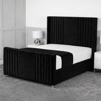 Living Comfort Bedz Emilia Upholstered Gas Lift Storage Bed with 48 Inch Headboard in Black | Size: Single