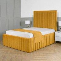 Living Comfort Bedz Saint Germain Plush Upholstered Bed Slatted Base - 48Inch Headboard in Mustard | Size: King