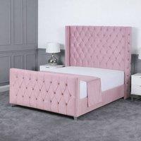 Living Comfort Bedz Seraphina Upholstered Gas Lift Storage Bed with 48 Inch Headboard in Pink | Size: Super King