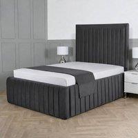 Living Comfort Bedz Saint Germain Plush Upholstered Bed Slatted Base - 48Inch Headboard in Charcoal | Size: Double