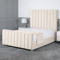 Living Comfort Bedz Empress Upholstered Gas Lift Storage Bed with 48 Inch Headboard in Cream | Size: Double