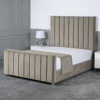 Living Comfort Bedz Empress Upholstered Gas Lift Storage Bed with 48 Inch Headboard in Light Grey | Size: Small Double