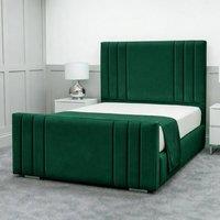 Living Comfort Bedz Canberra Upholstered Gas Lift Storage Bed with 48 Inch Headboard in Green | Size: Small Double