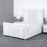 Living Comfort Bedz Celeste Upholstered Gas Lift Storage Bed with 48 Inch Headboard in White | Size: Single