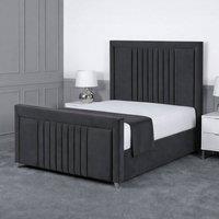 Living Comfort Bedz Celeste Upholstered Gas Lift Storage Bed with 48 Inch Headboard in Charcoal | Size: Super King