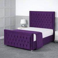 Living Comfort Bedz Ember Upholstered Gas Lift Storage Bed with 48 Inch Headboard in Purple | Size: Super King