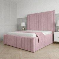 Living Comfort Bedz Sovereign Plush Velvet Upholstered Bed Slatted Base - 48Inch Headboard in Pink | Size: Double
