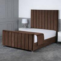 Living Comfort Bedz Empress Upholstered Gas Lift Storage Bed with 48 Inch Headboard in Brown | Size: Double