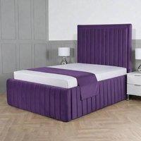 Living Comfort Bedz Saint Germain Plush Upholstered Bed Slatted Base - 48Inch Headboard in Purple | Size: Small Double
