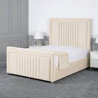 Living Comfort Bedz Celeste Upholstered Gas Lift Storage Bed with 48 Inch Headboard in Cream | Size: Small Double