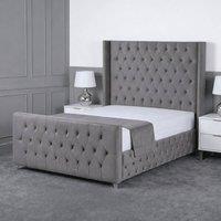 Living Comfort Bedz Executive Luxe Upholstered Gas Lift Storage Bed with 48 Inch Headboard in Grey | Size: King