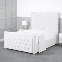 Living Comfort Bedz Ember Upholstered Gas Lift Storage Bed with 48 Inch Headboard in White | Size: Small Double