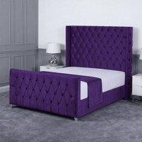 Living Comfort Bedz Seraphina Upholstered Gas Lift Storage Bed with 48 Inch Headboard in Purple | Size: King