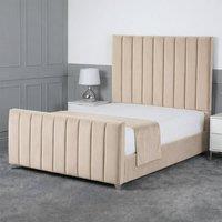 Living Comfort Bedz Empress Upholstered Gas Lift Storage Bed with 48 Inch Headboard in Beige | Size: Small Double