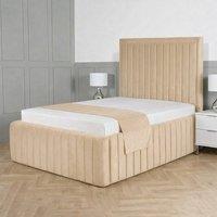 Living Comfort Bedz Saint Germain Plush Upholstered Bed Slatted Base - 48Inch Headboard in Beige | Size: King