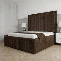Living Comfort Bedz Sovereign Plush Velvet Upholstered Bed Slatted Base - 48Inch Headboard in Brown | Size: Small Double