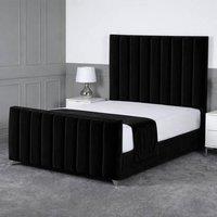 Living Comfort Bedz Empress Upholstered Gas Lift Storage Bed with 48 Inch Headboard in Black | Size: Single