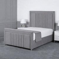 Living Comfort Bedz Celeste Upholstered Gas Lift Storage Bed with 48 Inch Headboard in Grey | Size: Single