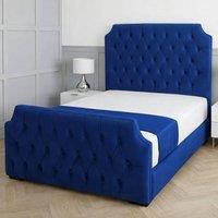 Living Comfort Bedz Westminster Upholstered Gas Lift Storage Bed with 48 Inch Headboard in Blue | Size: King