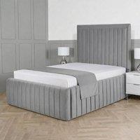 Living Comfort Bedz Saint Germain Plush Upholstered Bed Slatted Base - 48Inch Headboard in Grey | Size: Super King