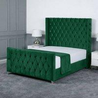 Living Comfort Bedz Seraphina Upholstered Gas Lift Storage Bed with 48 Inch Headboard in Green | Size: King