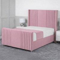 Living Comfort Bedz Emilia Upholstered Gas Lift Storage Bed with 48 Inch Headboard in Pink | Size: King