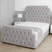 Living Comfort Bedz Westminster Upholstered Gas Lift Storage Bed with 48 Inch Headboard in Silver | Size: Small Double