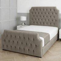 Living Comfort Bedz Westminster Upholstered Gas Lift Storage Bed with 48 Inch Headboard in Light Grey | Size: Double