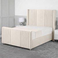 Living Comfort Bedz Emilia Upholstered Gas Lift Storage Bed with 48 Inch Headboard in Cream | Size: Single