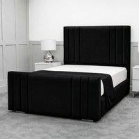Living Comfort Bedz Canberra Upholstered Gas Lift Storage Bed with 48 Inch Headboard in Black | Size: Super King