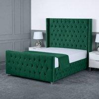 Living Comfort Bedz Executive Luxe Upholstered Gas Lift Storage Bed with 48 Inch Headboard in Green | Size: Double