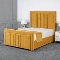 Living Comfort Bedz Celeste Upholstered Gas Lift Storage Bed with 48 Inch Headboard in Mustard | Size: Super King