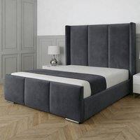 Living Comfort Bedz Westbury Upholstered Gas Lift Storage Bed with 48 Inch Headboard in Charcoal | Size: King