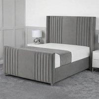 Living Comfort Bedz Emilia Upholstered Gas Lift Storage Bed with 48 Inch Headboard in Grey | Size: King