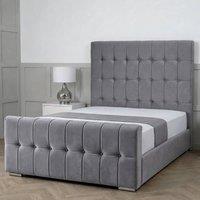 Living Comfort Bedz Belmont Plush Velvet Upholstered Bed Slatted Base - 48 Inch Headboard in Grey | Size: Double