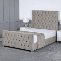 Living Comfort Bedz Vertex Plush Velvet Upholstered Bed Slatted Base with 48Inch Headboard in Light Grey | Size: Super King