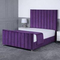 Living Comfort Bedz Empress Upholstered Gas Lift Storage Bed with 48 Inch Headboard in Purple | Size: Small Double