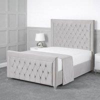 Living Comfort Bedz Ember Plush Velvet Upholstered Bed Slatted Base with 48Inch Headboard in Silver | Size: Single